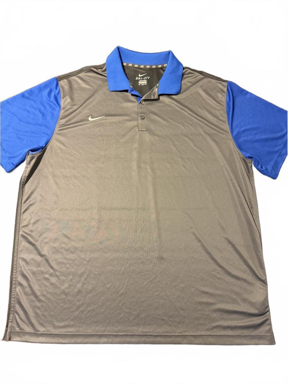Nike Dri-FIT Men’s 3XL Polo Gray Blue Colorblock Short Sleeve Athletic